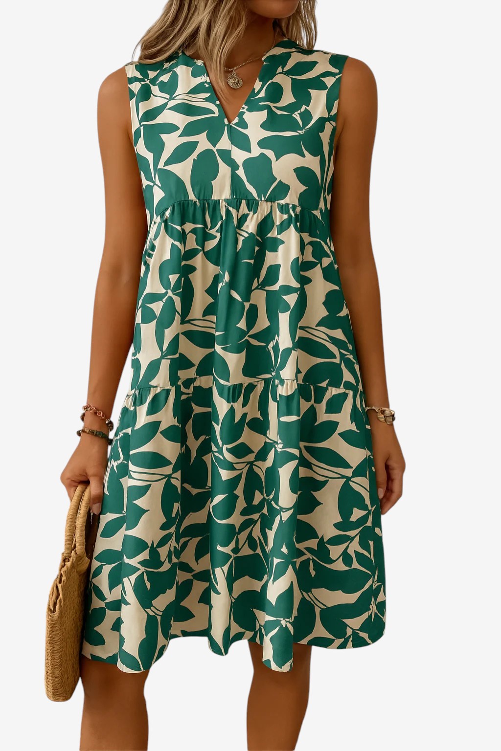 Ärmelloses Sommerkleid – Luftig, elegant & bedruckt