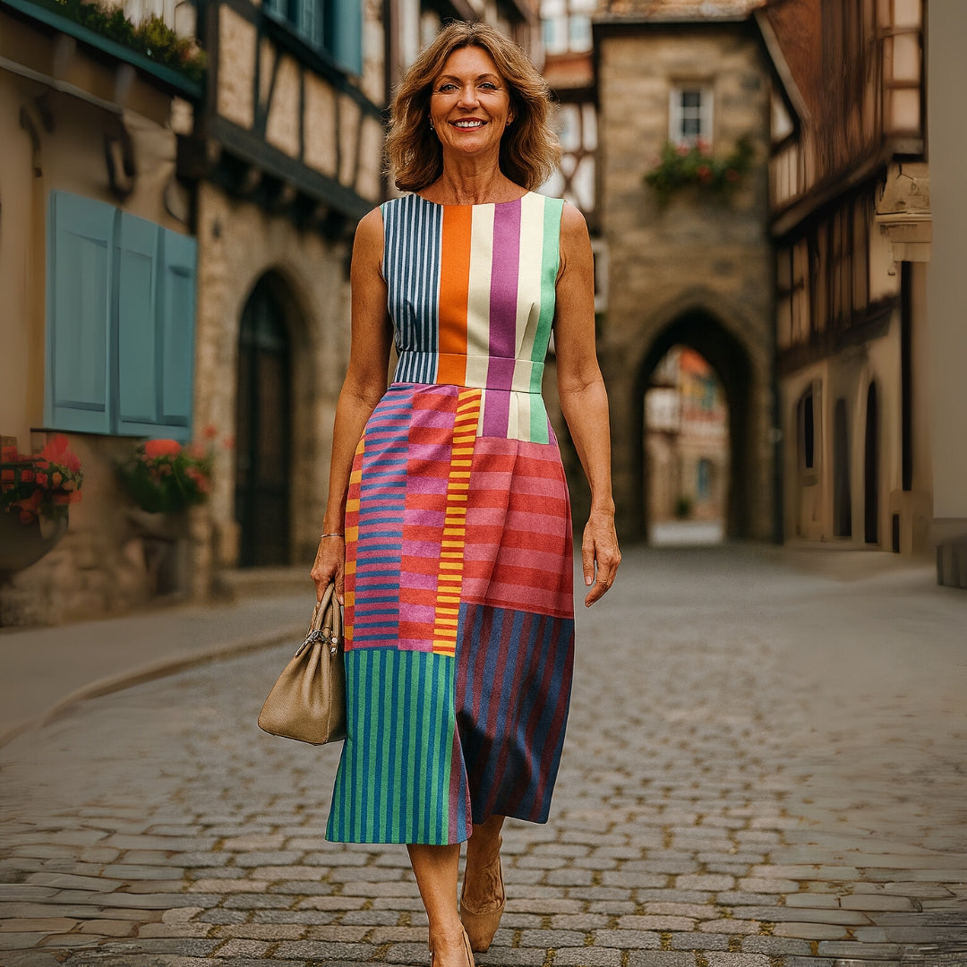 Diana | Ärmelloses Midikleid mit Blumendruck