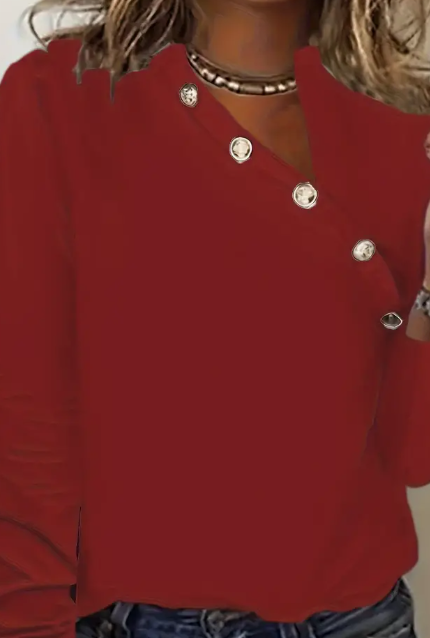Asymmetrische Knopfbluse für Alltag und Büro