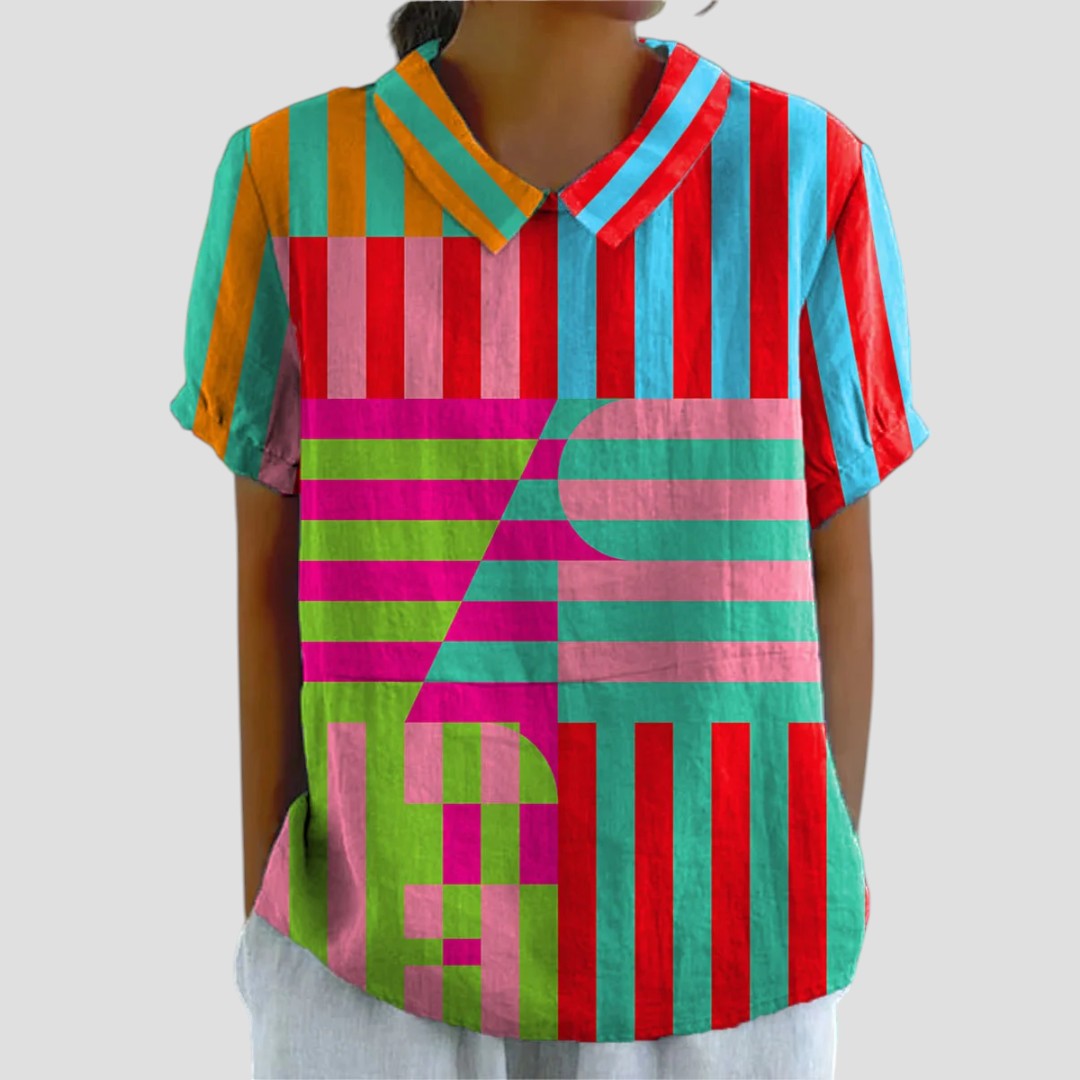 Bluse mit geometrischem Muster Damen – Gewebte Oberfläche mit geradem Schnitt