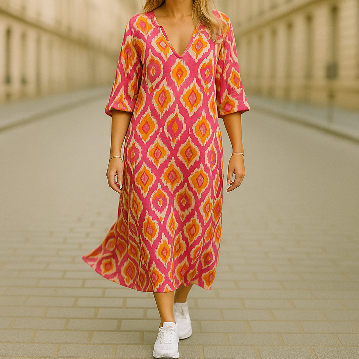 Bohemian langes Kleid mit Print