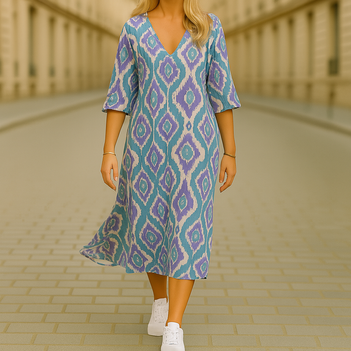 Bohemian langes Kleid mit Print