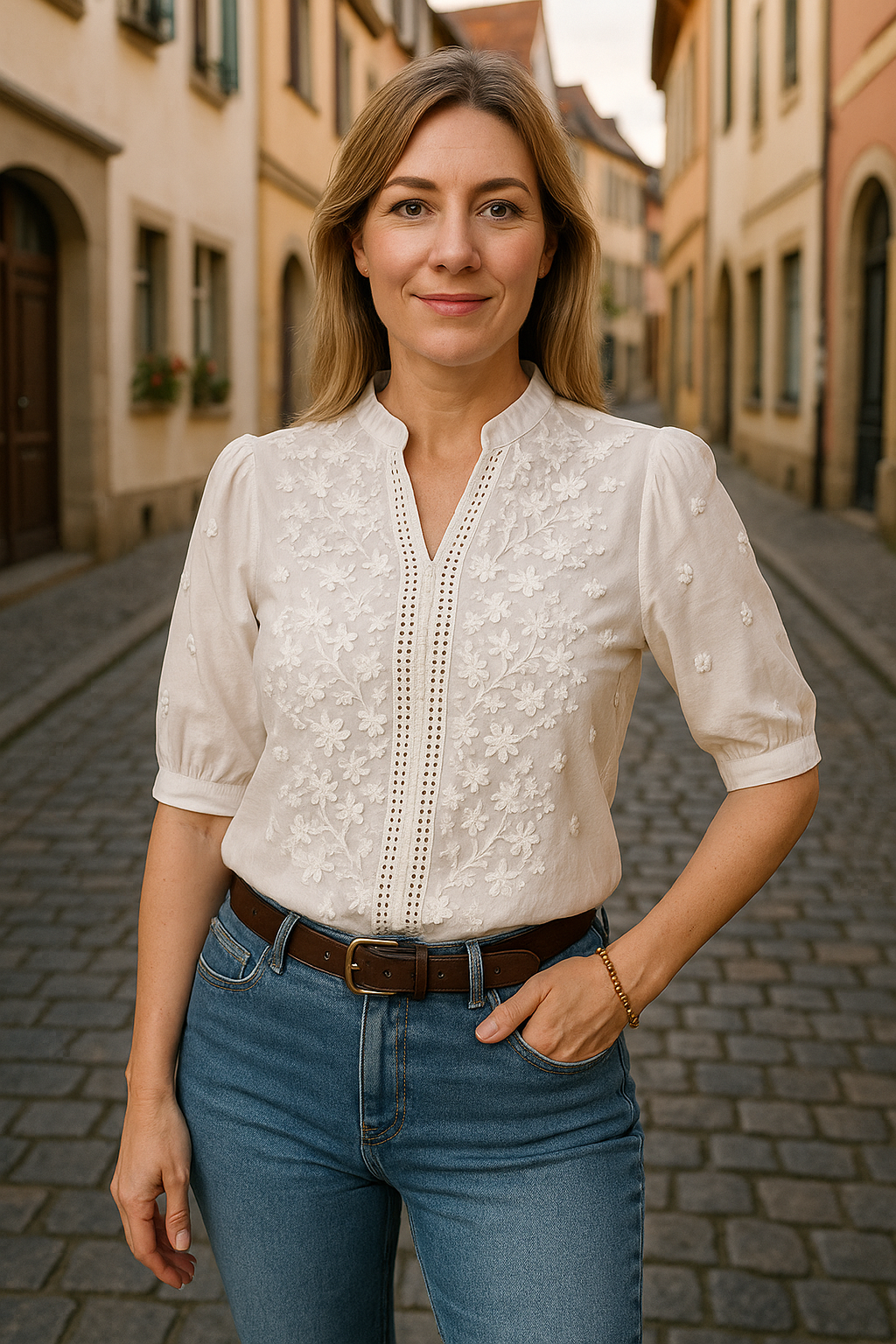 Élise - Mila Bluse mit exquisiter Stickerei