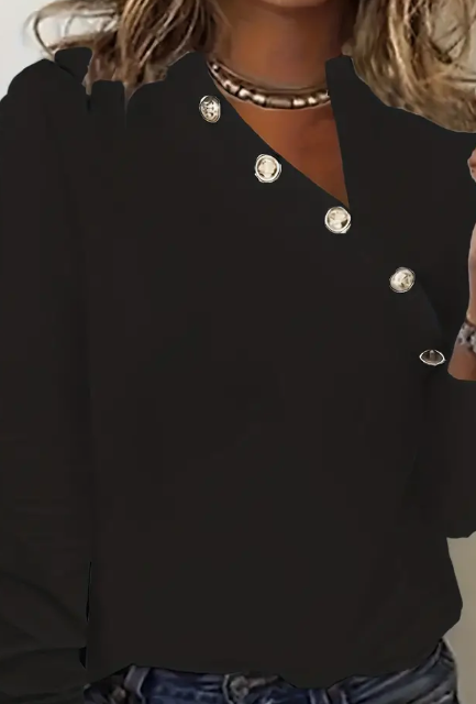 Asymmetrische Knopfbluse für Alltag und Büro