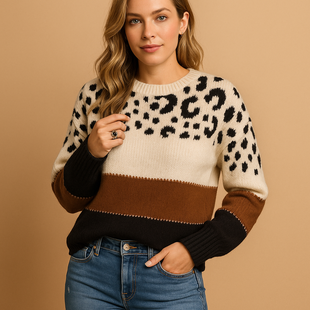 Damenpullover mit Leopardenmuster und bequemer Passform | Malou