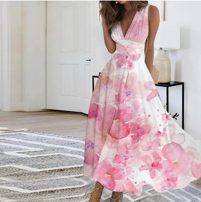 Elegantes Blumenkleid ärmellos für vielseitige Anlässe