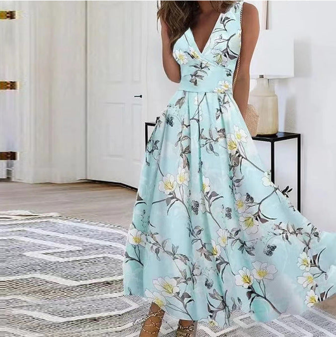 Elegantes Blumenkleid ärmellos für vielseitige Anlässe