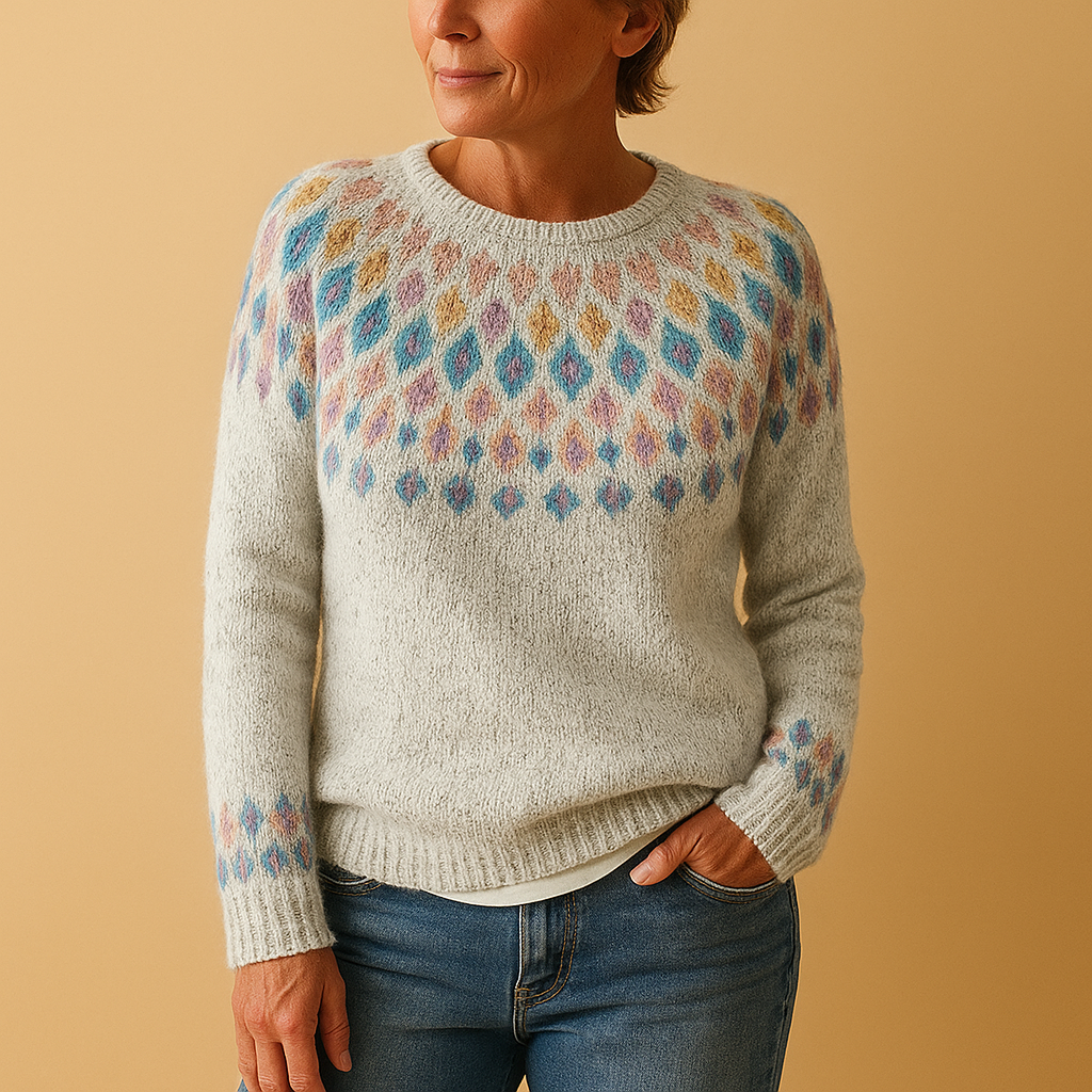 Warmer Wollpullover mit Print für Damen | Evelina