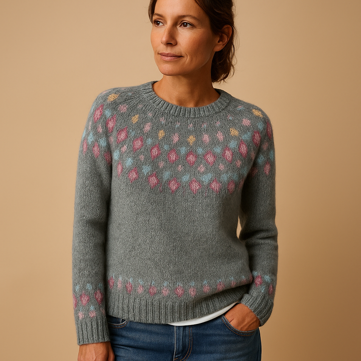Warmer Wollpullover mit Print für Damen | Evelina