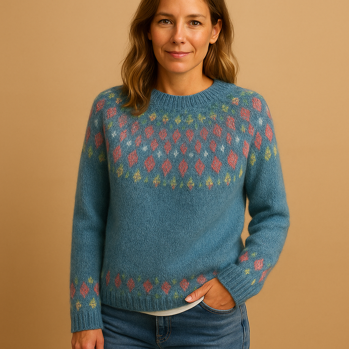 Warmer Wollpullover mit Print für Damen | Evelina