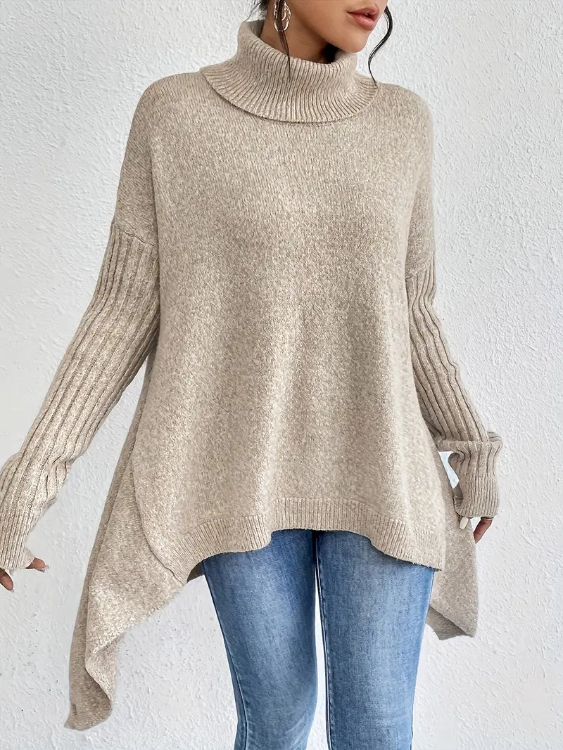 Bridgette - Bequemer langer Rollkragenpullover