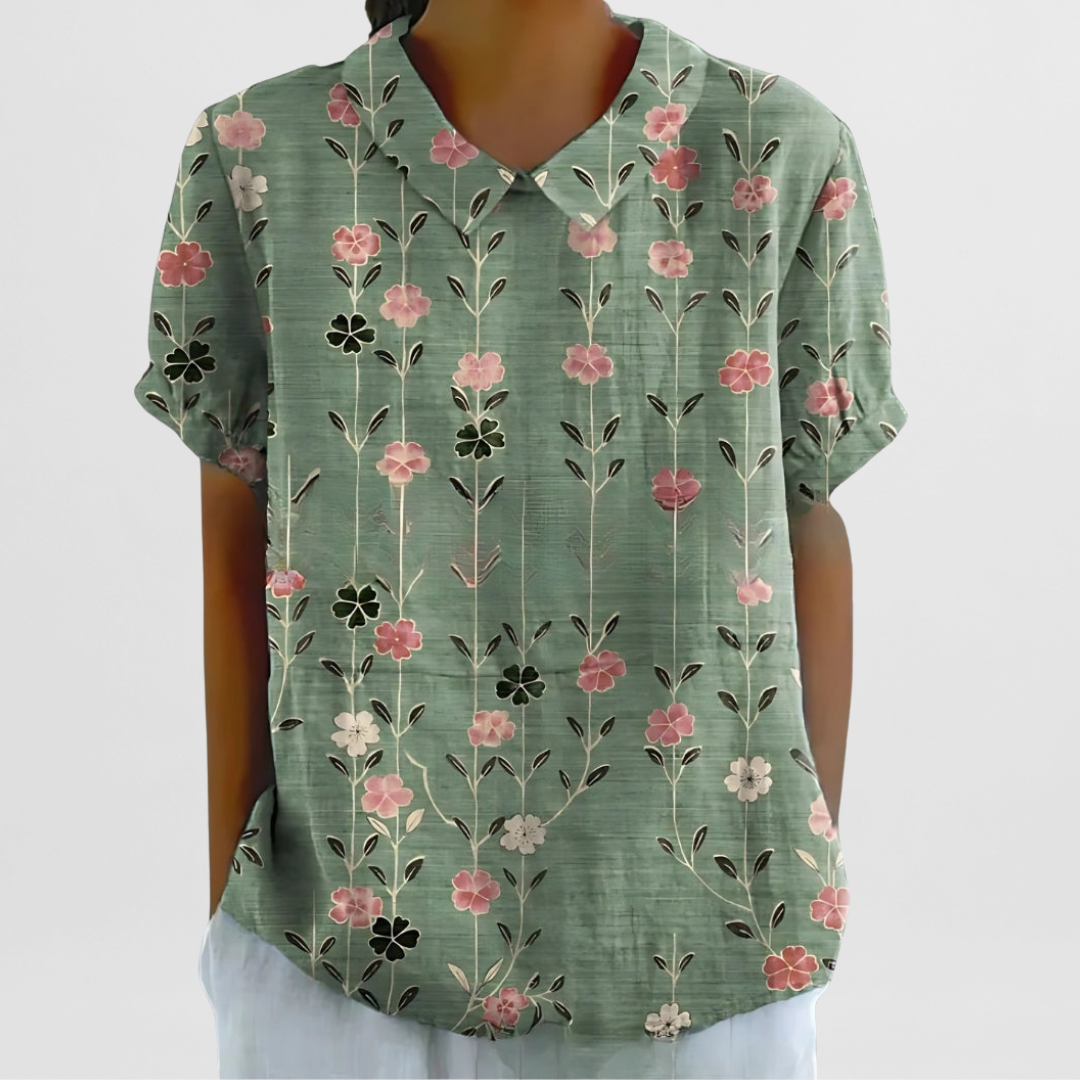 Bluse mit Blumenmuster für Damen – Strukturierte Weboberfläche