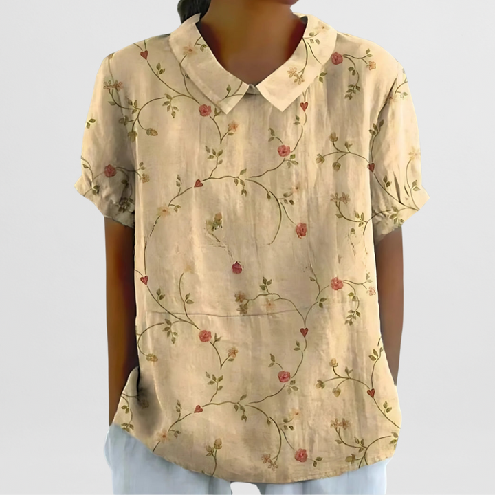 Bluse mit Blumenmuster für Damen – Strukturierte Weboberfläche