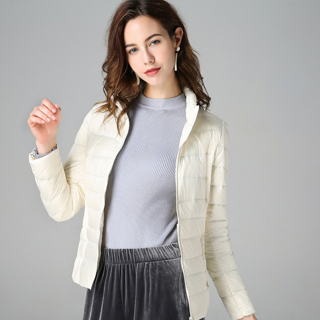 Aurora – Neue ultraleichte Jacke mit weißen Entenfedern