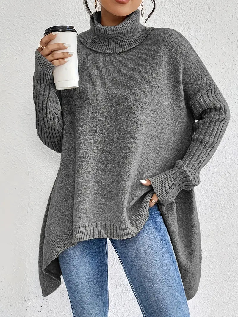 Bridgette - Bequemer langer Rollkragenpullover