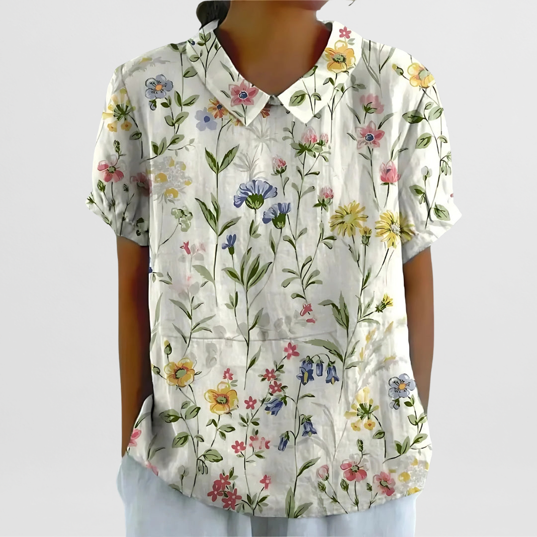 Bluse mit Blumenmuster für Damen – Strukturierte Weboberfläche