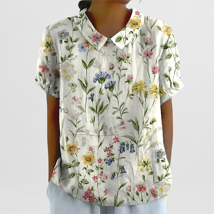Bluse mit Blumenmuster für Damen – Strukturierte Weboberfläche