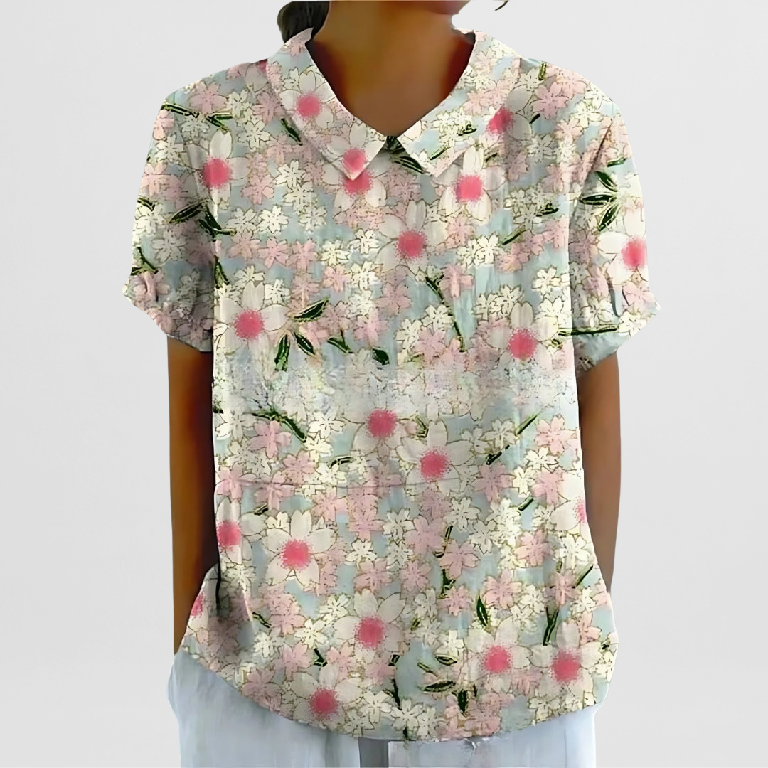 Bluse mit Blumenmuster für Damen – Strukturierte Weboberfläche