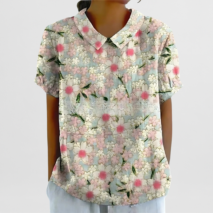 Bluse mit Blumenmuster für Damen – Strukturierte Weboberfläche