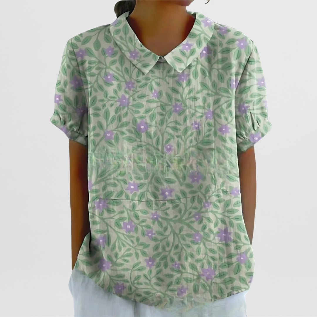 Bluse mit Blumenmuster für Damen – Strukturierte Weboberfläche