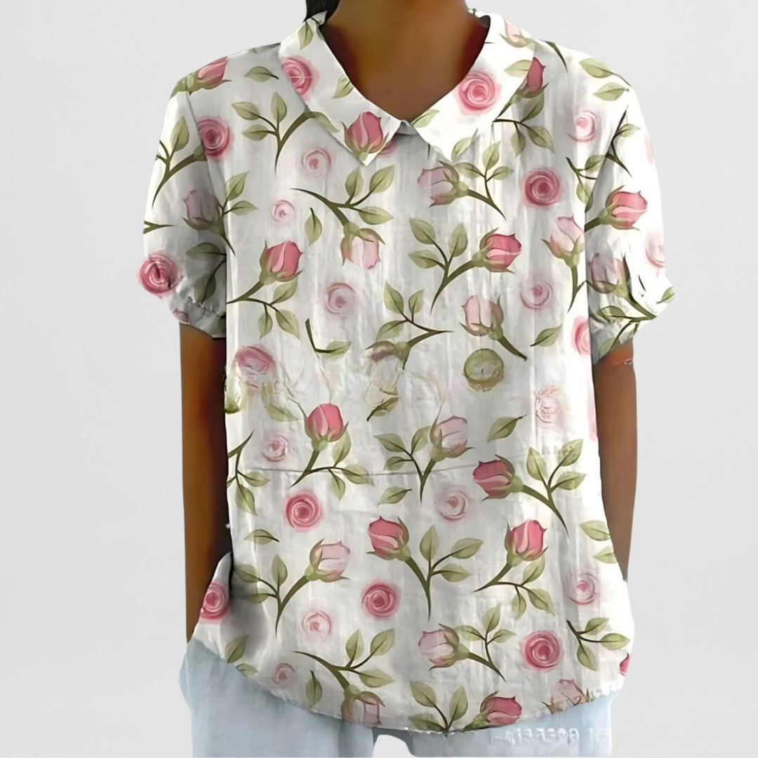 Bluse mit Blumenmuster für Damen – Strukturierte Weboberfläche