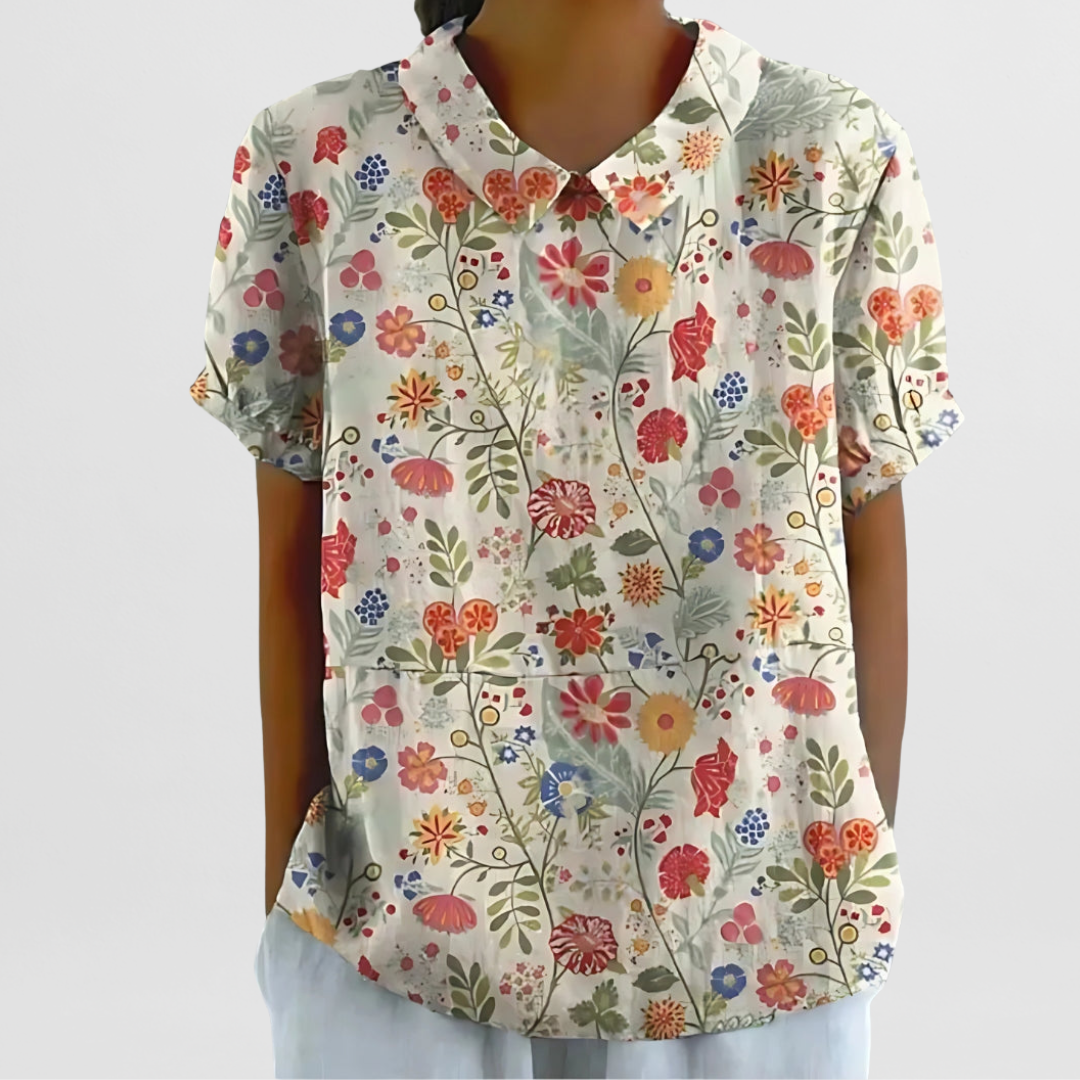 Bluse mit Blumenmuster für Damen – Strukturierte Weboberfläche