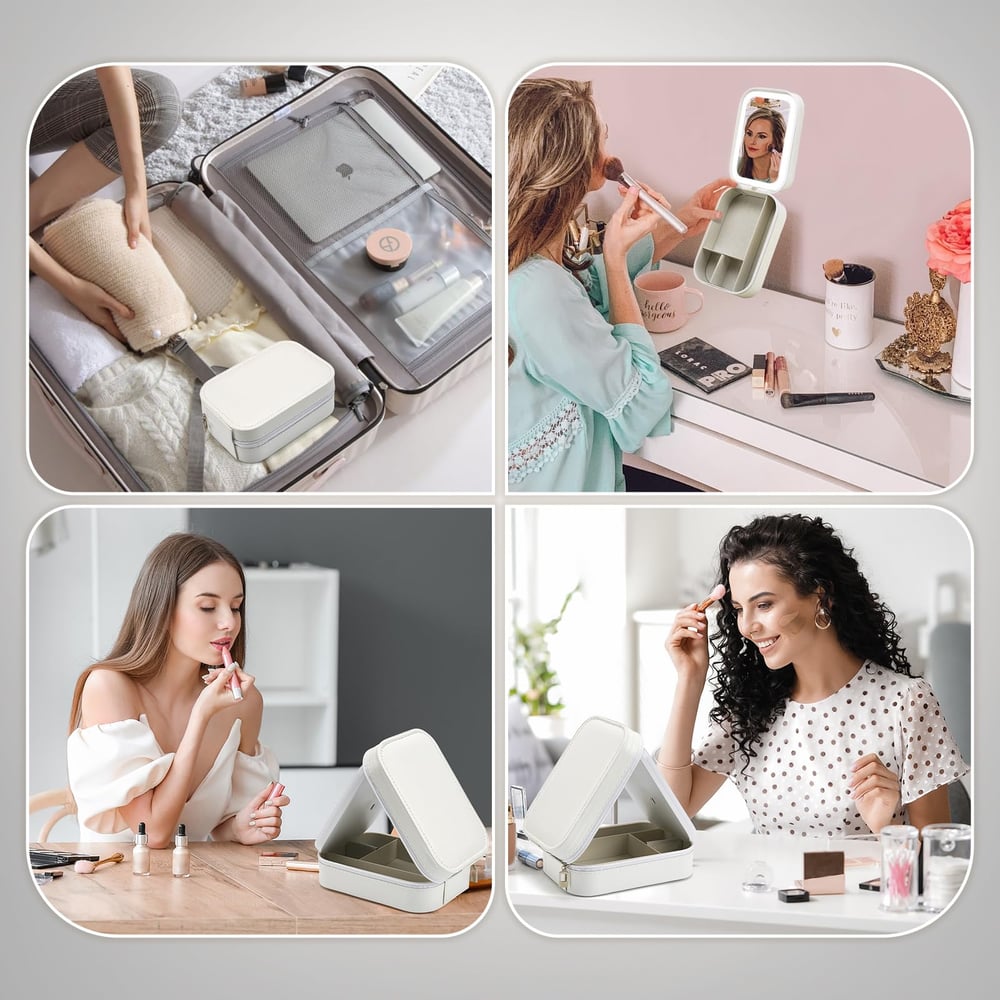 LED-Schminkspiegel mit Kosmetiktasche – Für perfektes Make-up unterwegs