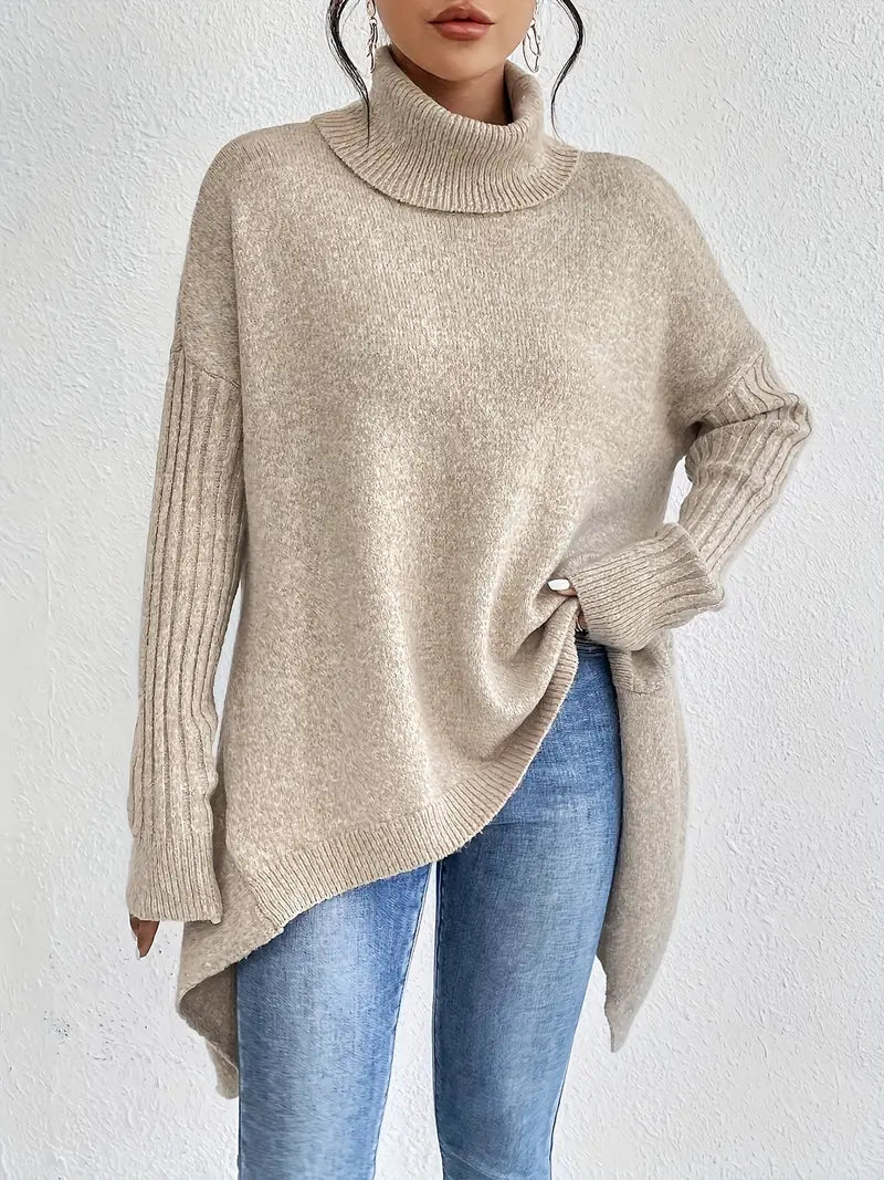 Bridgette - Bequemer langer Rollkragenpullover