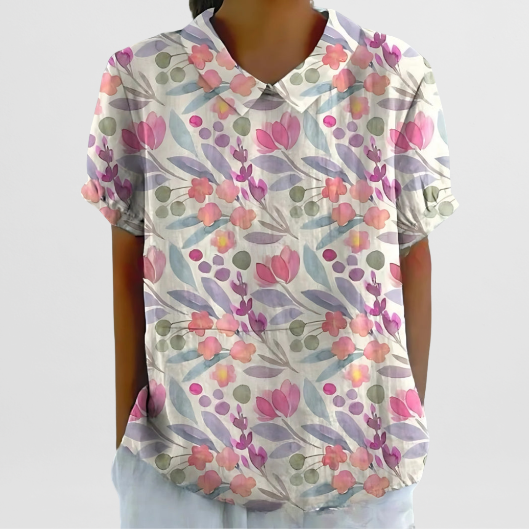 Bluse mit Blumenmuster für Damen – Strukturierte Weboberfläche