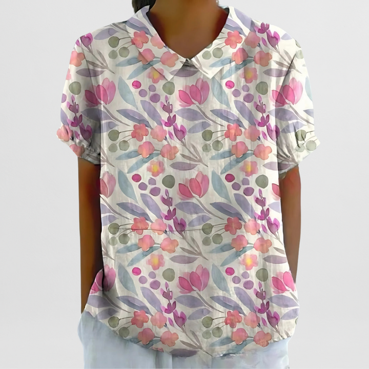 Bluse mit Blumenmuster für Damen – Strukturierte Weboberfläche