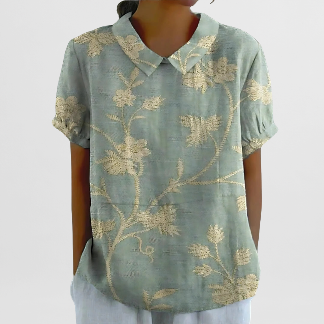Bluse mit Blumenmuster für Damen – Strukturierte Weboberfläche