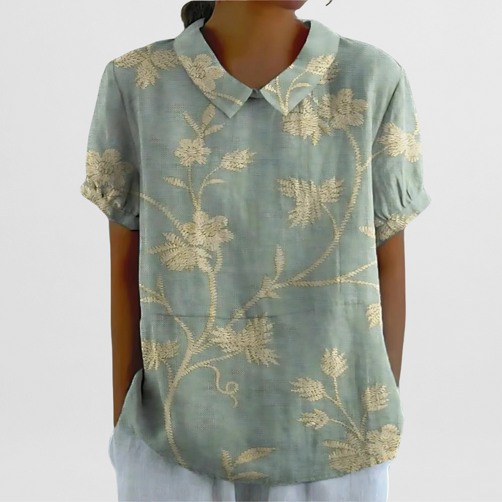 Bluse mit Blumenmuster für Damen – Strukturierte Weboberfläche