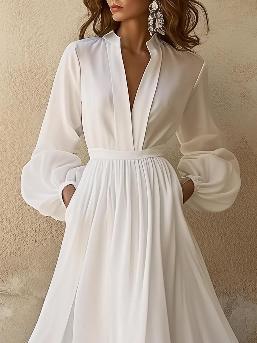 Elegantes V-Neck Maxi Kleid für Frühling und Anlässe