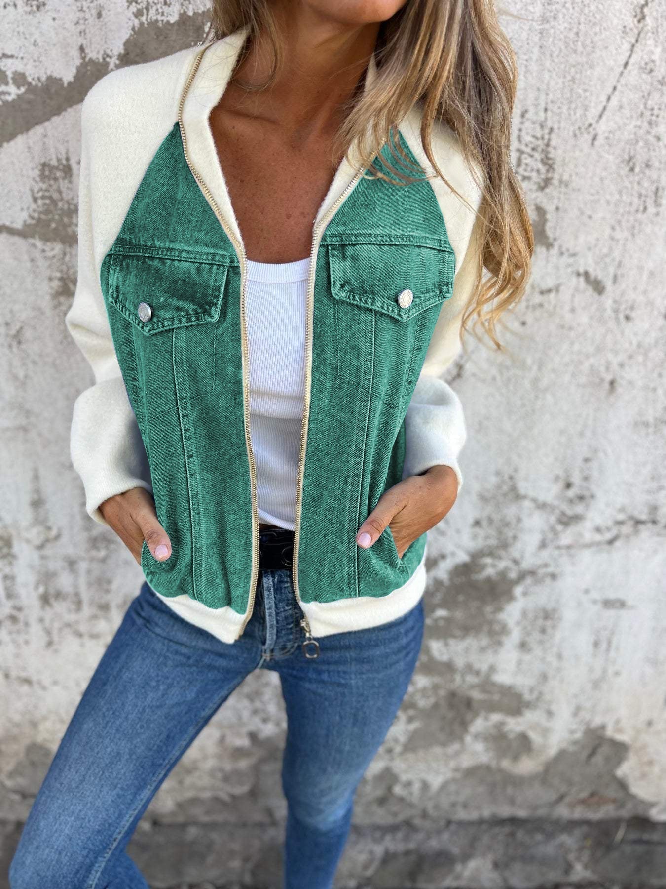 CasualTrend™ | Lässige Damenjacke mit V-Ausschnitt und Reißverschluss