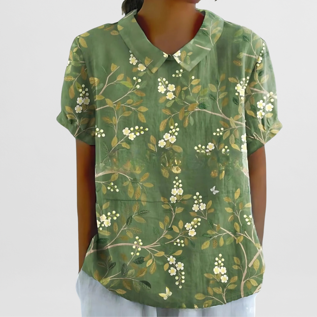 Bluse mit Blumenmuster für Damen – Strukturierte Weboberfläche