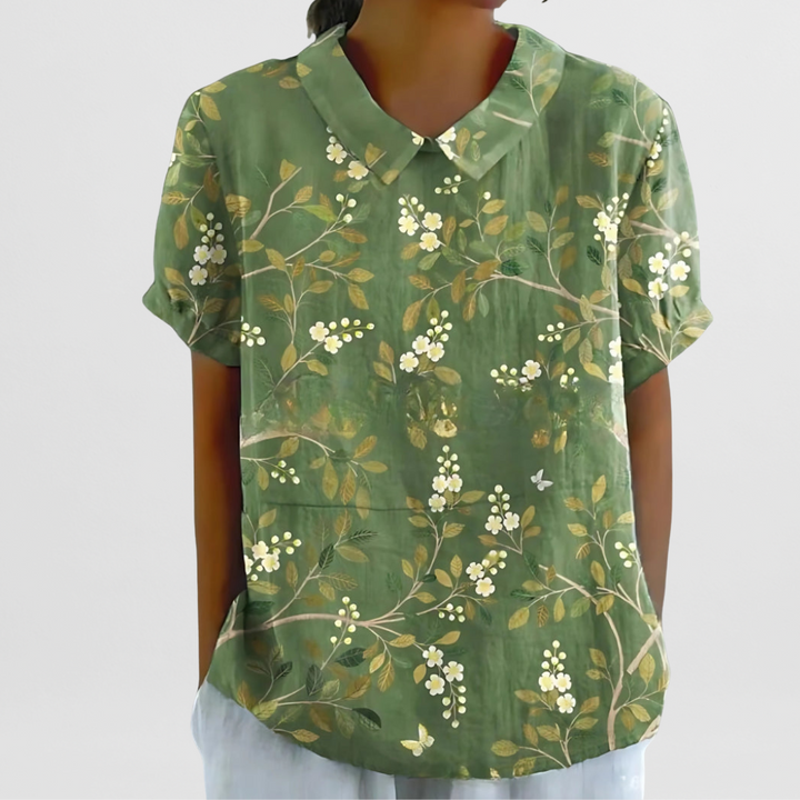 Bluse mit Blumenmuster für Damen – Strukturierte Weboberfläche
