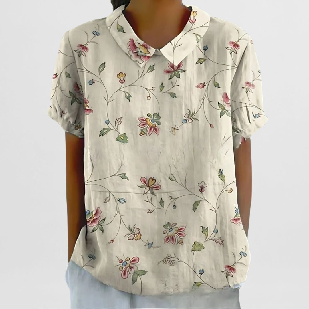 Bluse mit Blumenmuster für Damen – Strukturierte Weboberfläche