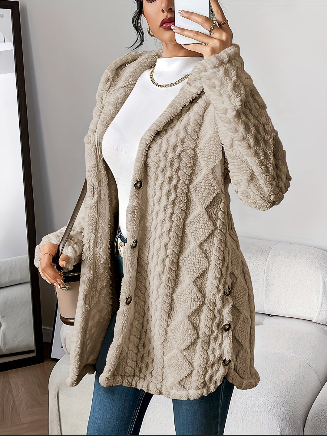 Chloe – Plüsch-Hoodie-Strickjacke
