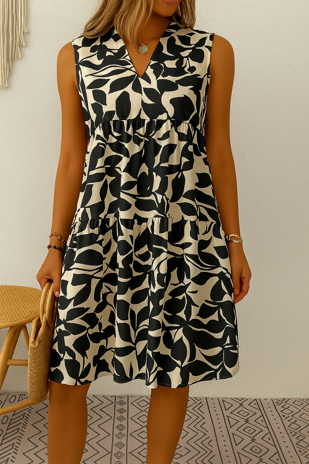 Anna | Midikleid mit abstraktem Print für Damen