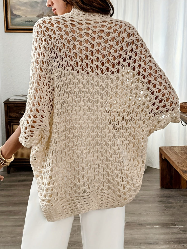 Ginny – Offen gestrickte Drapierungs-Strickjacke