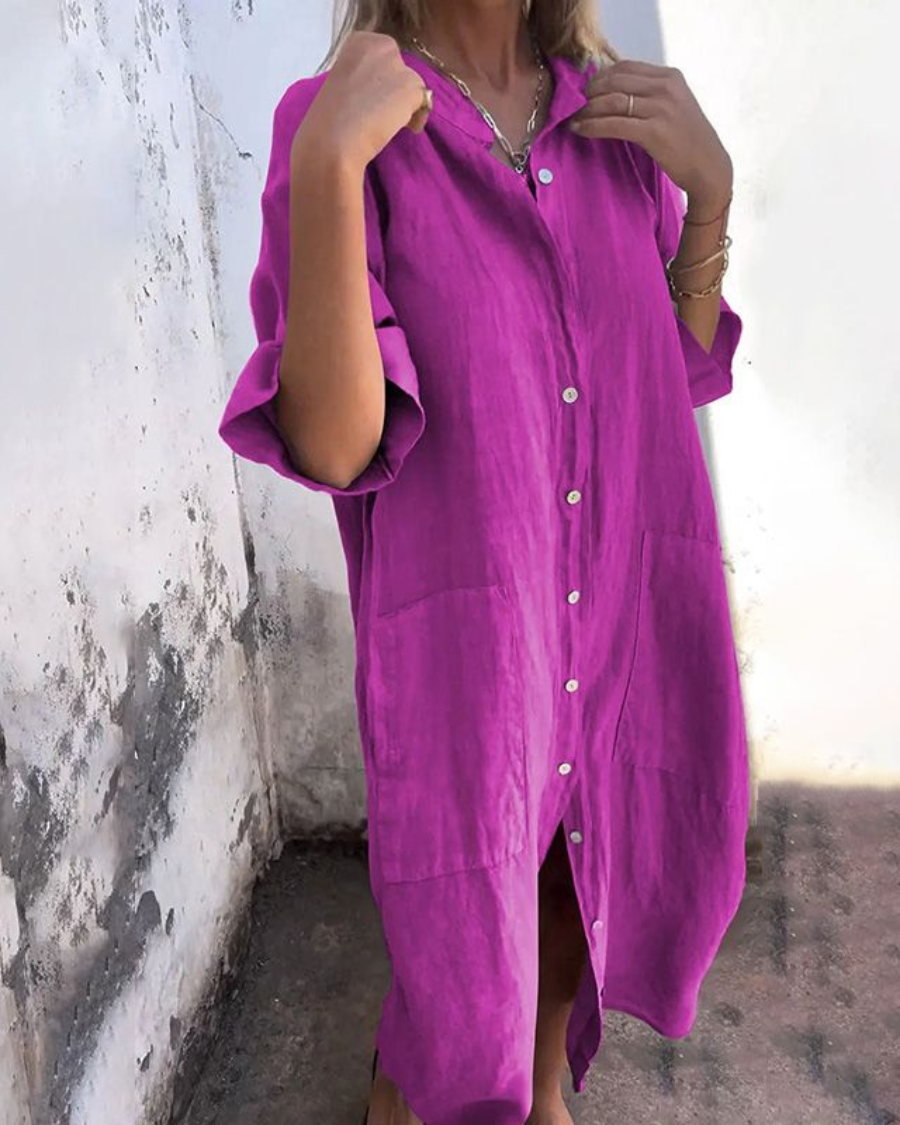 Melany - Ibiza Style Lässiges Hemdkleid In Knielänge