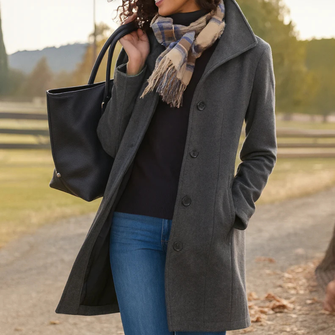 Vera - Klassischer Mid-Length Knopfmantel