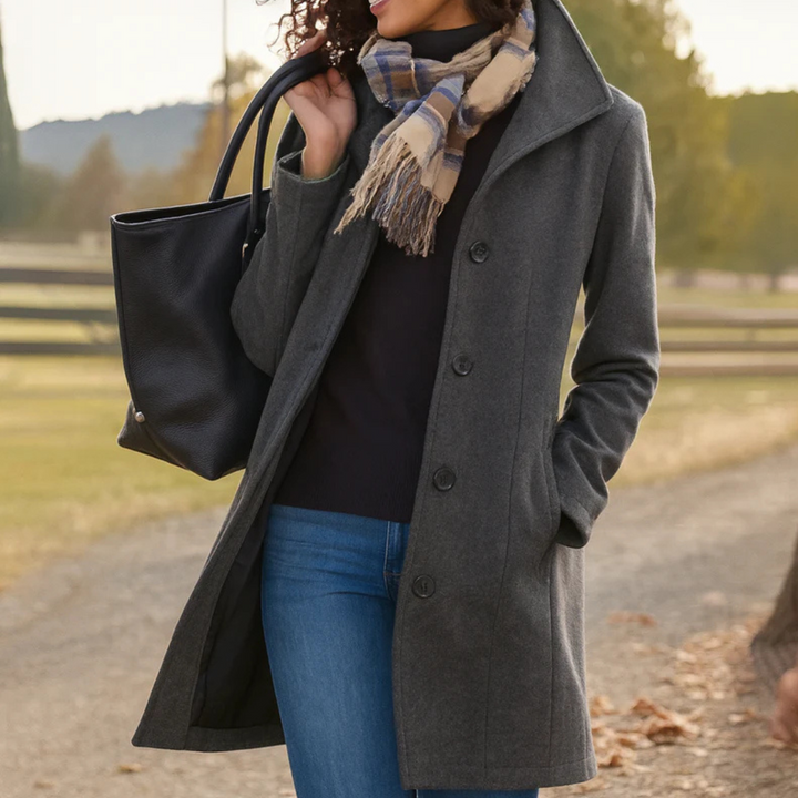 Vera - Klassischer Mid-Length Knopfmantel