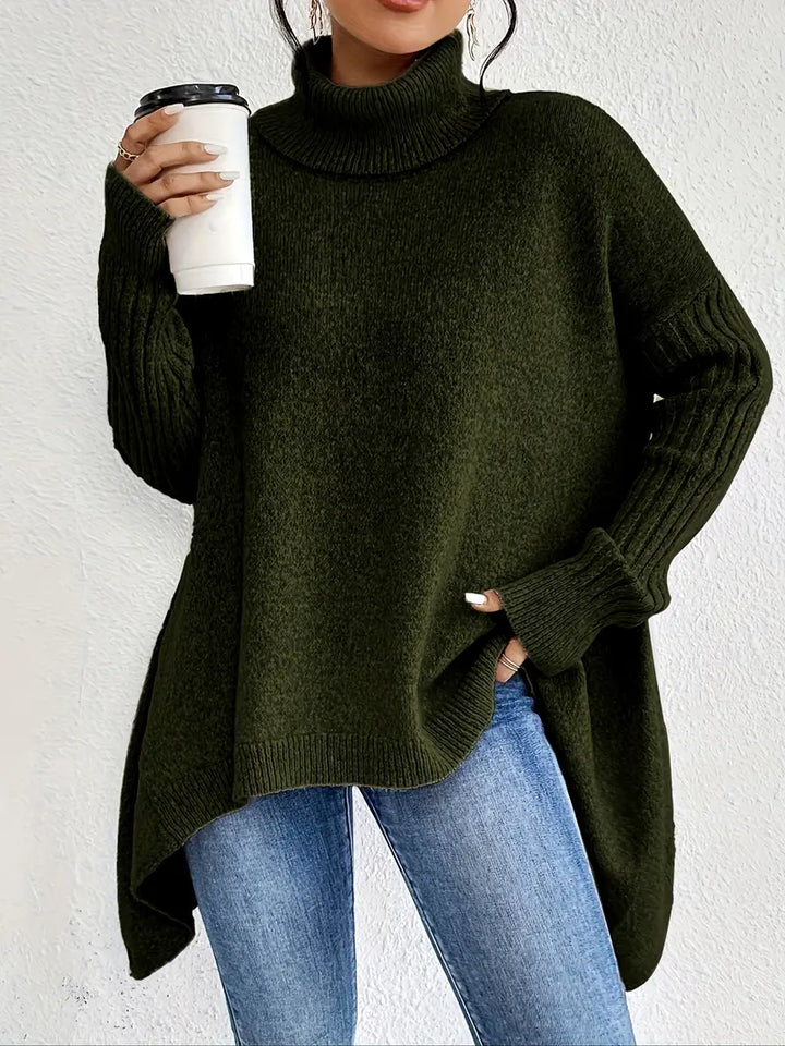 Bridgette - Bequemer langer Rollkragenpullover