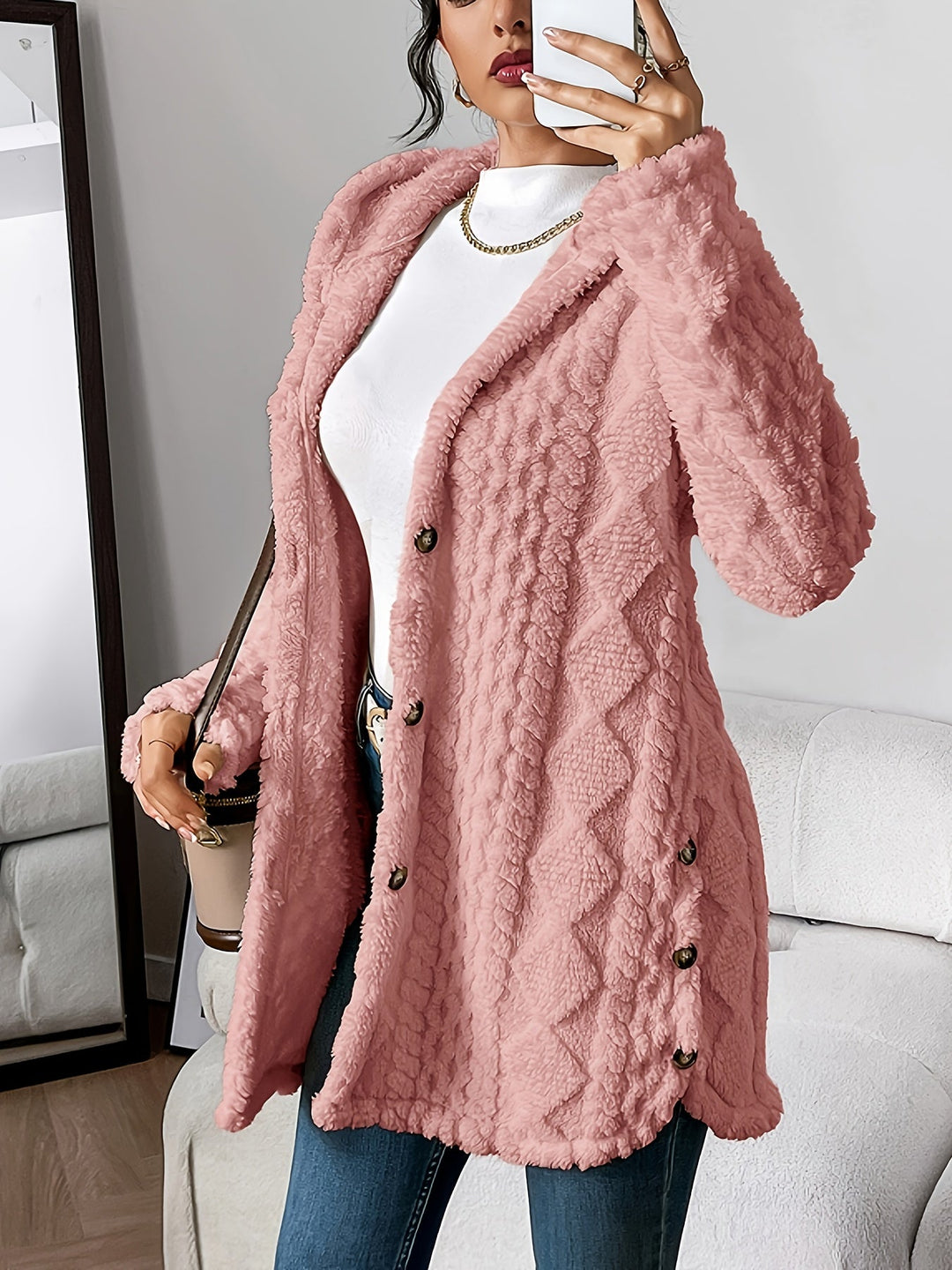 Chloe – Plüsch-Hoodie-Strickjacke
