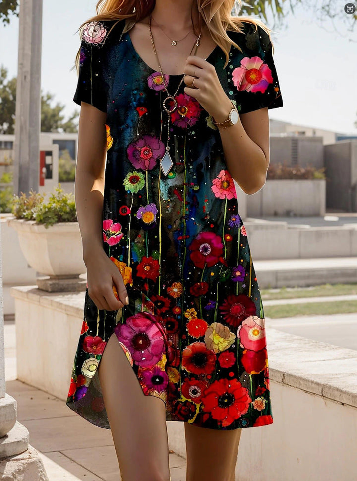 Boho-Sommerkleid Damen – Baumwollmischung mit Ethno-Print