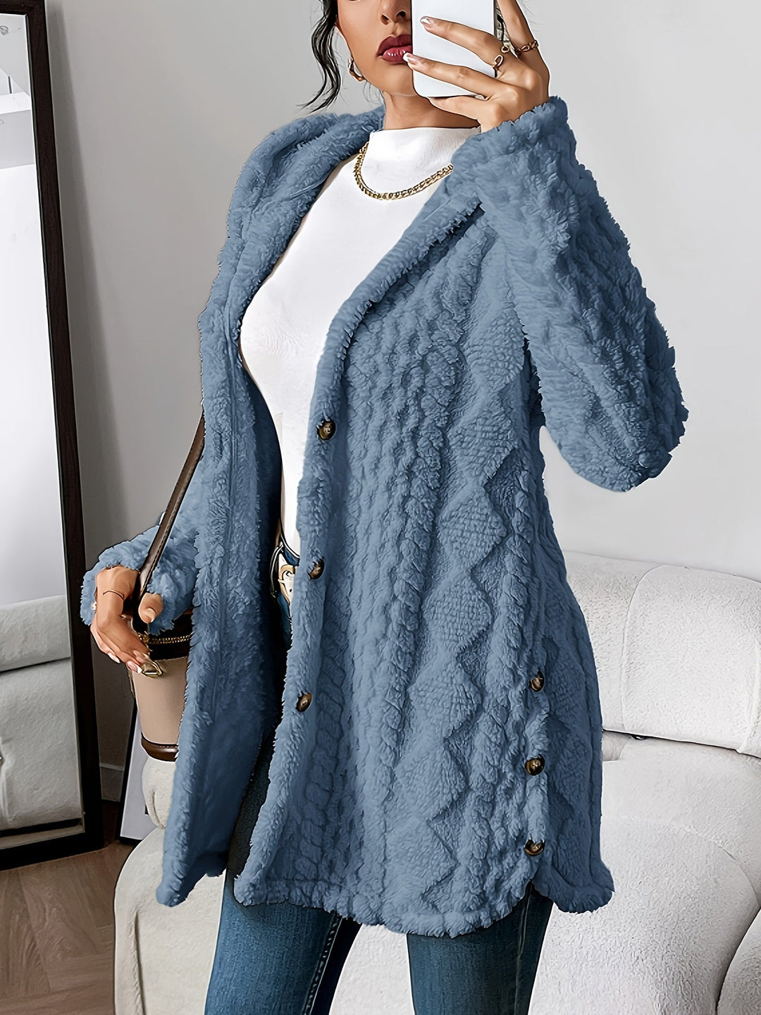 Chloe – Plüsch-Hoodie-Strickjacke