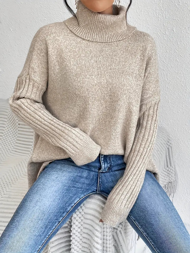 Bridgette - Bequemer langer Rollkragenpullover
