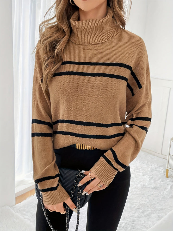 Thea – Gestreifter Rollkragenpullover