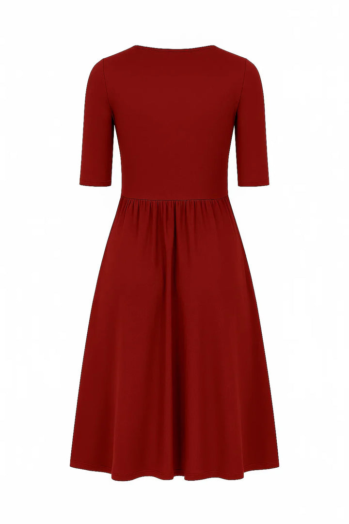 A-Linien Midikleid Damen Wickel-Oberteil mit Ausgestelltem Rock